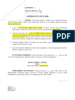 Affidavit of Loss (Sample)
