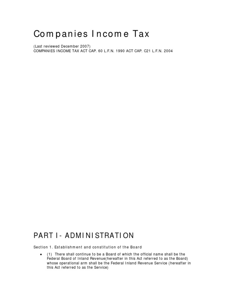Companies Income Tax Overview | PDF | Dividend | Trust Law