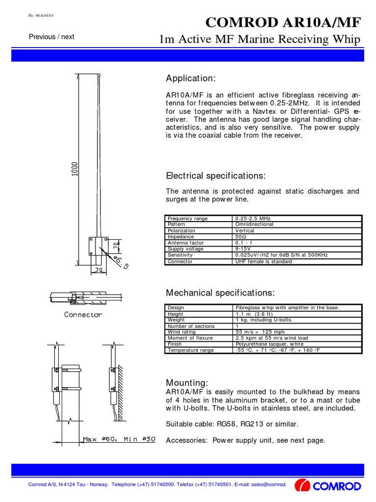 DARPS System - IALA Antenna (COMROD AR10) | PDF | Antenna (Radio ...