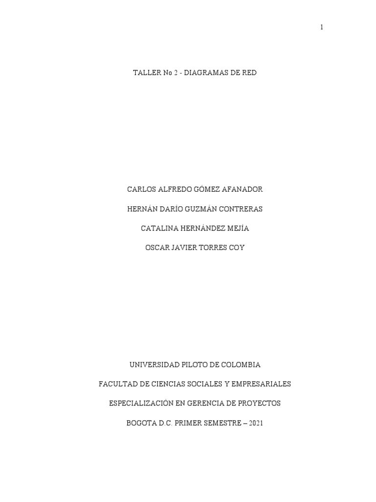 Taller de Diagramas de Red - Universidad Piloto | PDF