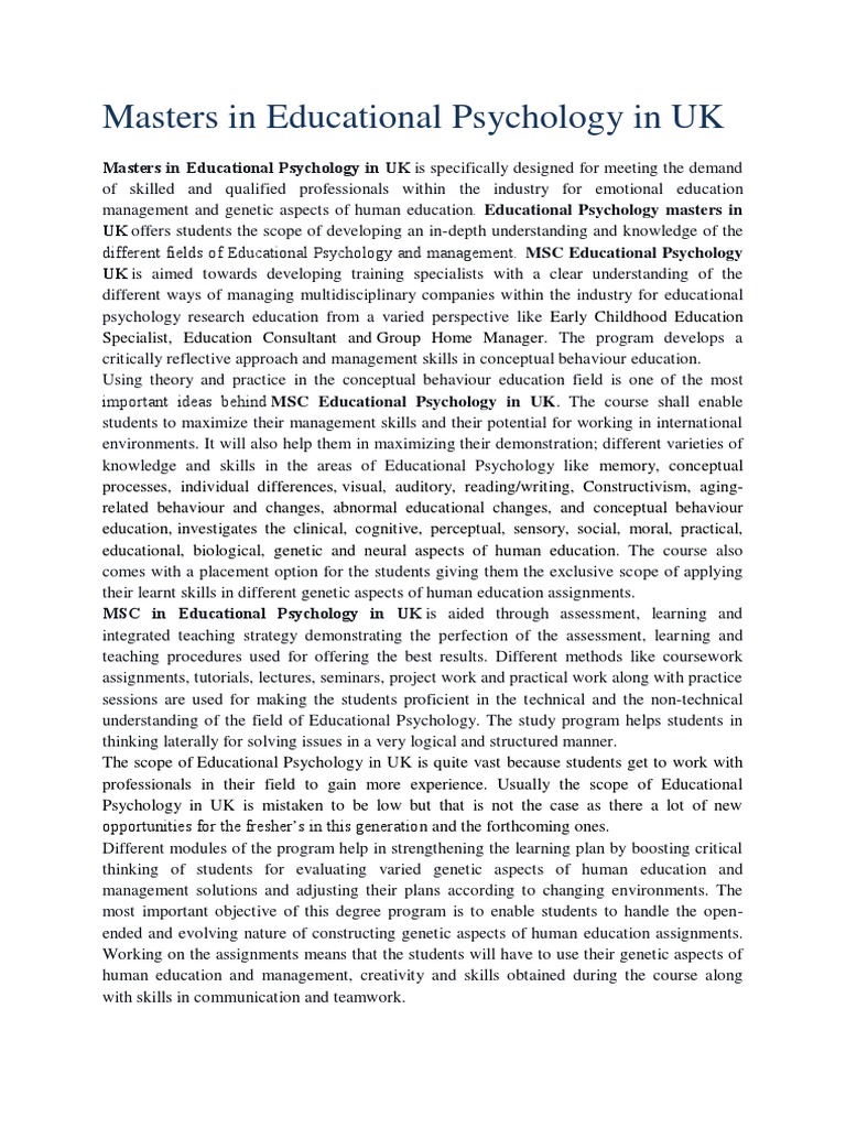 Educational Psychology PDF Educational Psychology Psychology