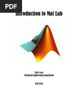 Introduction To Mat Lab: First Year Chemical Engineering Department