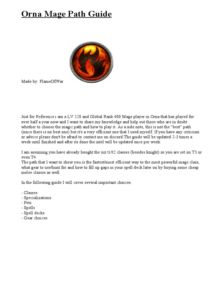 Orna Mage Path Guide | PDF | Magician (Fantasy)