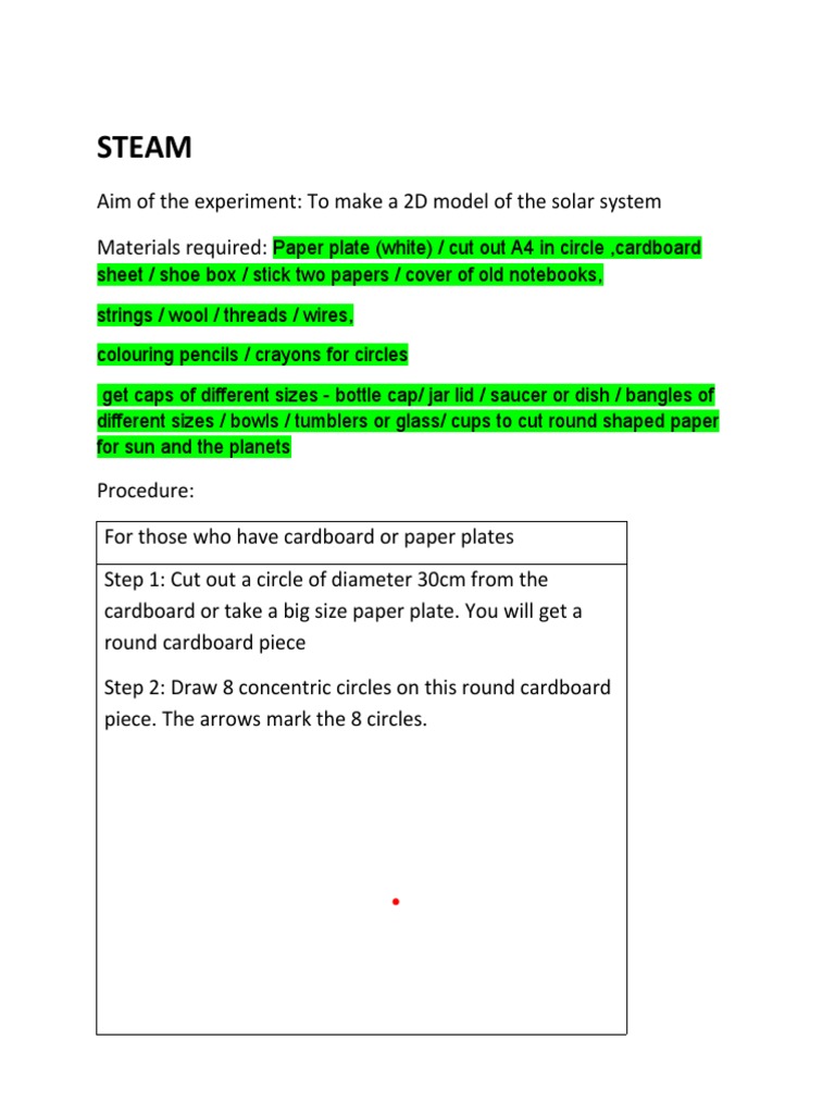Create a 2D Solar System Model | PDF | Planets | Paper