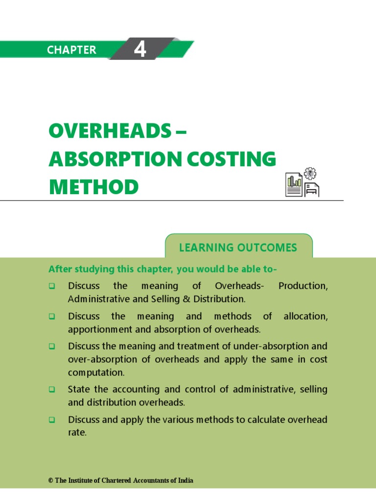 Overheads - Absorption Costing Method: Learning Outcomes | PDF ...
