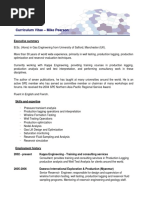 Curriculum Vitae - Mike Pearson: Executive Summary