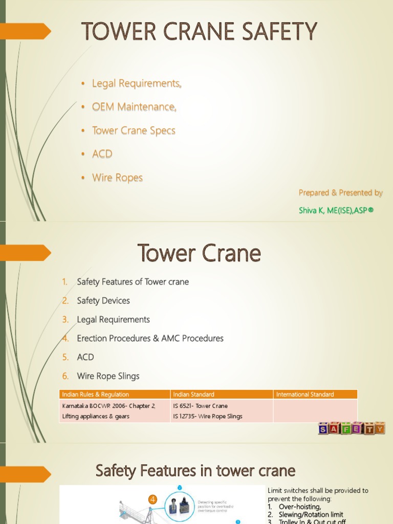 Legal Requirements, - OEM Maintenance, - Tower Crane Specs - Acd - Wire  Ropes, PDF, Crane (Machine)