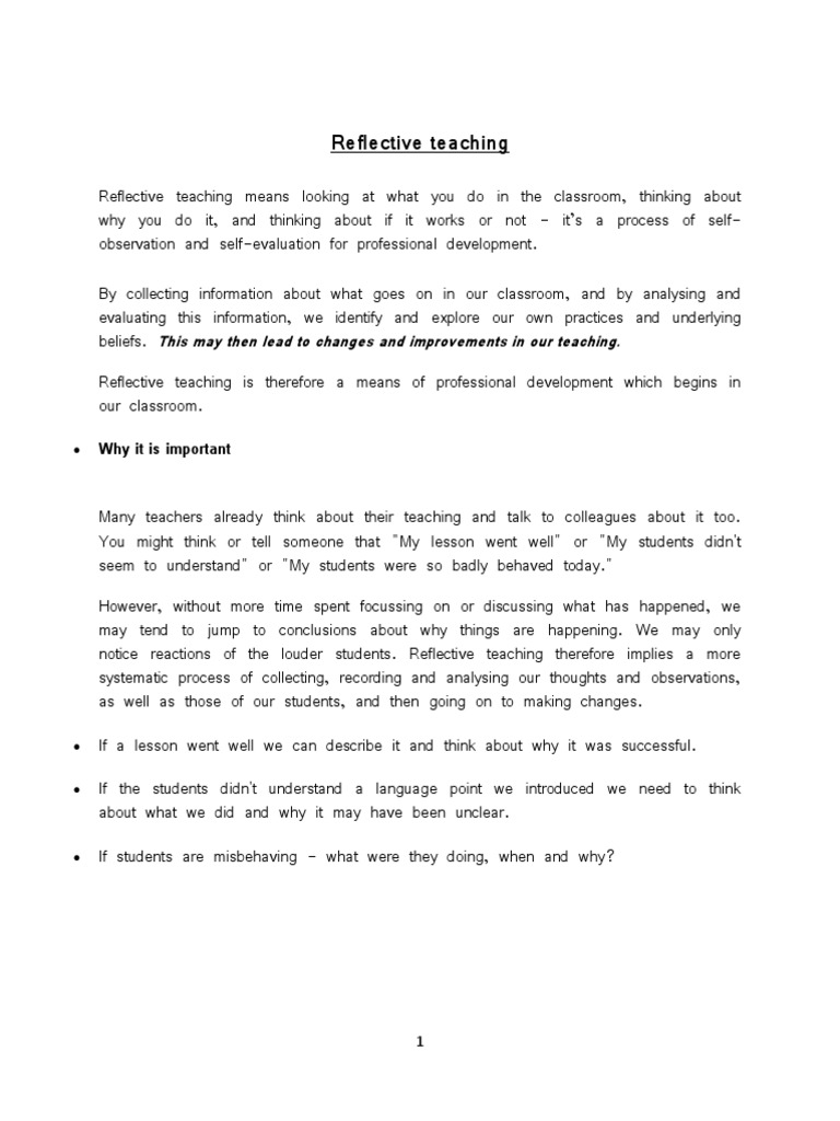 A Systematic Approach To Reflective Teaching Collecting Data