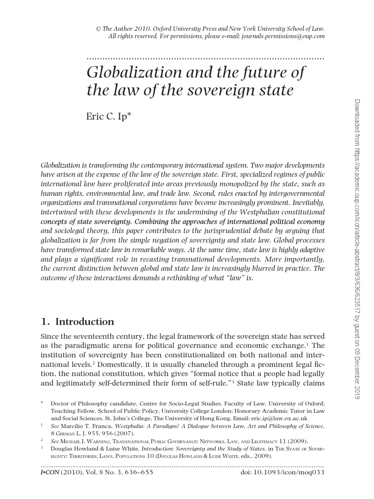 Globalization and The Future of | PDF | International Law | Sovereignty