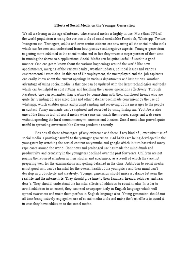 Impact of Social Media on Youth | PDF | Popular Culture & Media Studies ...