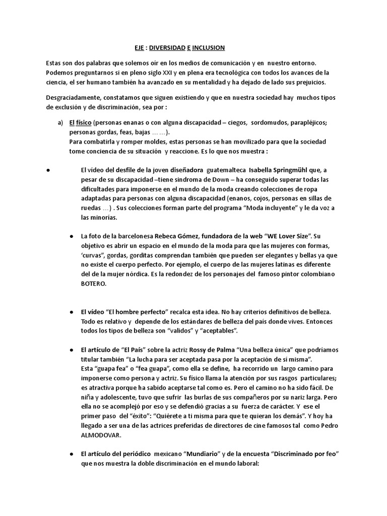 Inclusión y Diversidad en la Sociedad | PDF | Discriminación ...