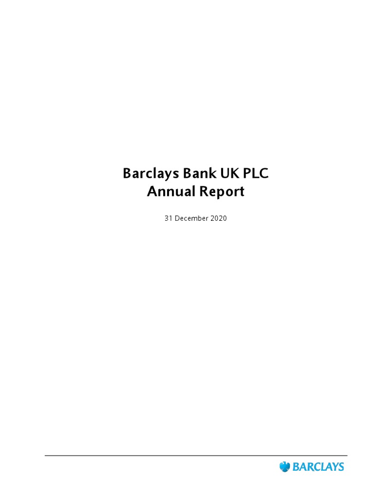 Barclays Bank UK PLC 2020 Annual Report PDF Banks Risk