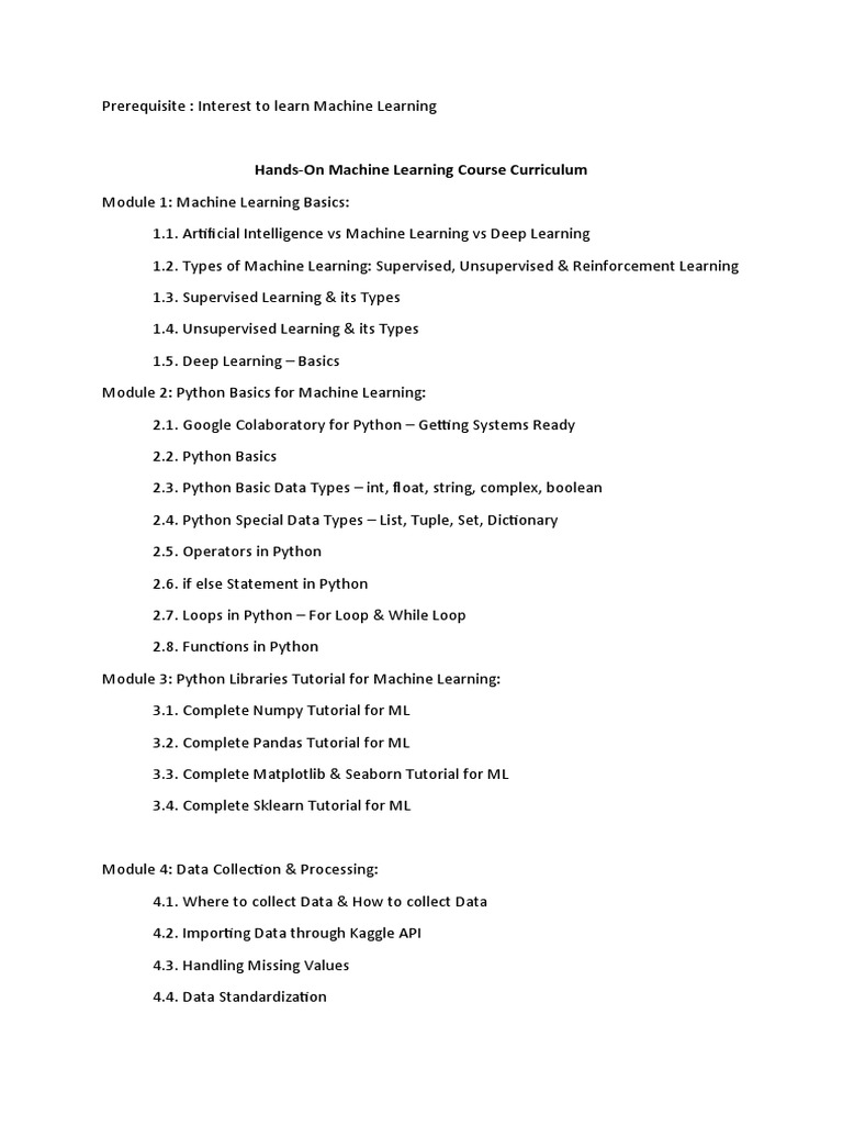AIML Curricuam For Development | PDF | Machine Learning | Python ...