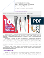 1° Ano - Noturno - Educação Física - CONHEÇA AS 10 TOCHAS OLÍMPICAS MAIS CRIATIVAS DA HISTÓRIA - Prof Anderson - 29 07 2021