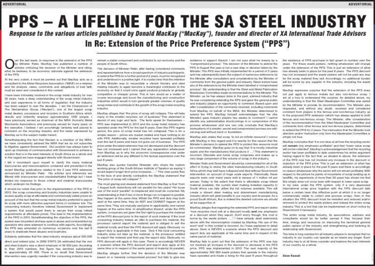 PPS - A Lifeline For The SA Steel Industry | PDF | Scrap | Economies
