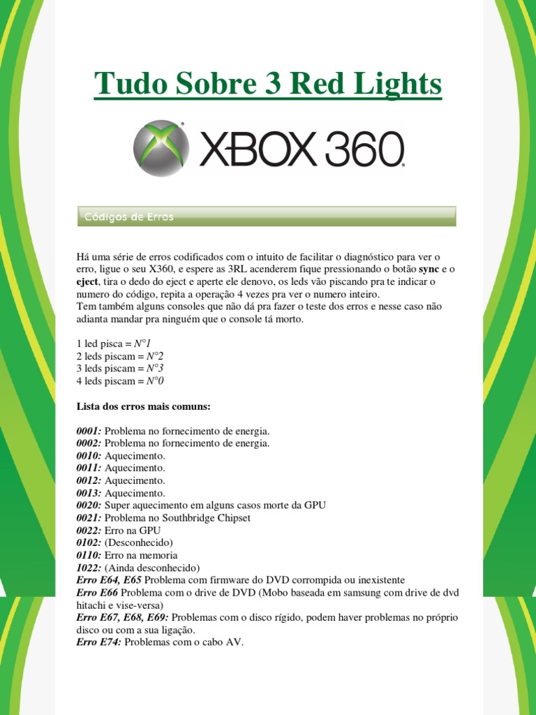 Tudo Sobre 3 Red Lights (XBOX 360) PDF Xbox 360 Xbox (console)