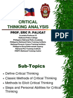 Critical Thinking Analysis: Prof. Eric P. Paligat