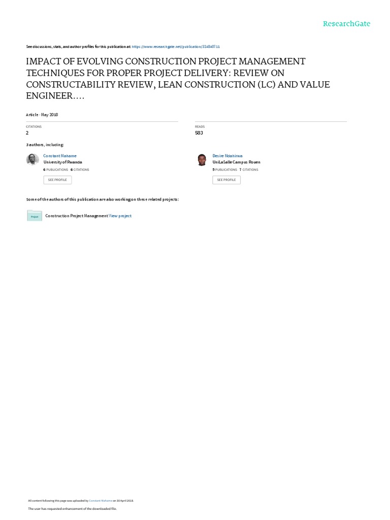 Evolving Construction Management Techniques | PDF | Project Management ...