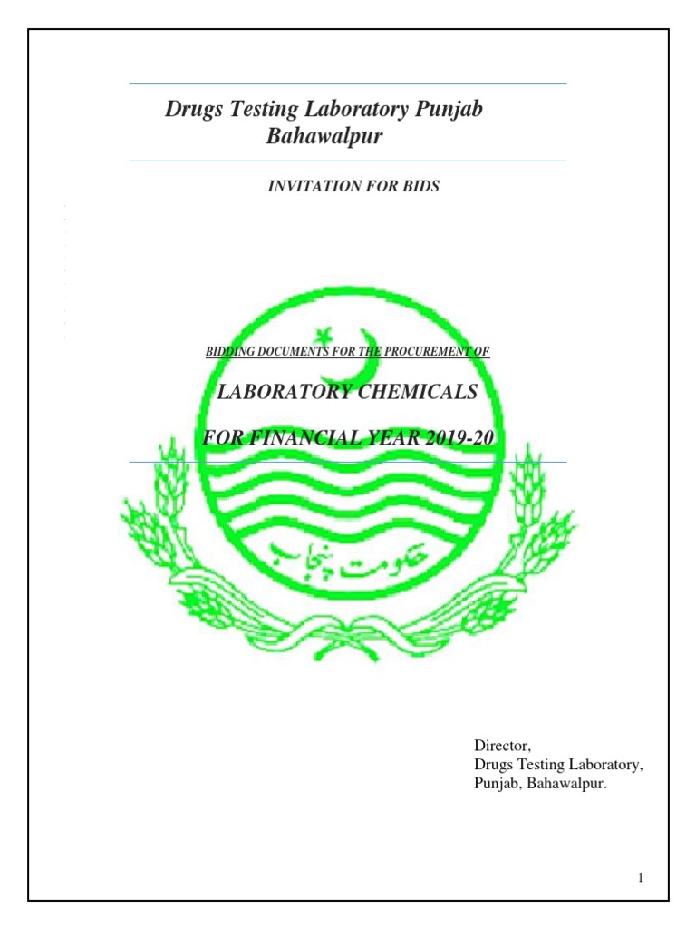 Drugs Testing Laboratory Punjab Bahawalpur Laboratory Chemicals For