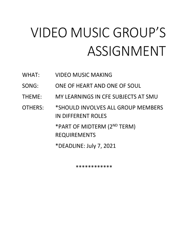 Video Music Group Assignment | PDF