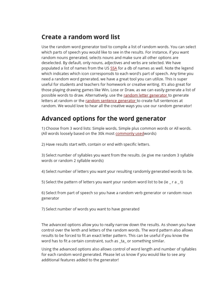 Generating Customized Random Word Lists Using Advanced Filtering ...