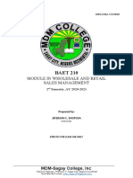 Module 1. Wholesale and Retail Sales Management Prelim 2