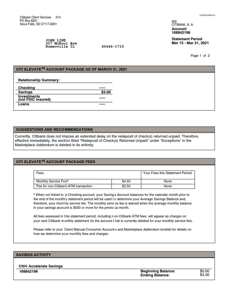 Citi Bank 2021 Statements PDF Citigroup Citibank