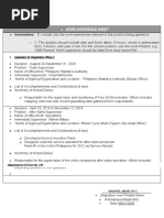 Work Experience Sheet CS Form No. 212