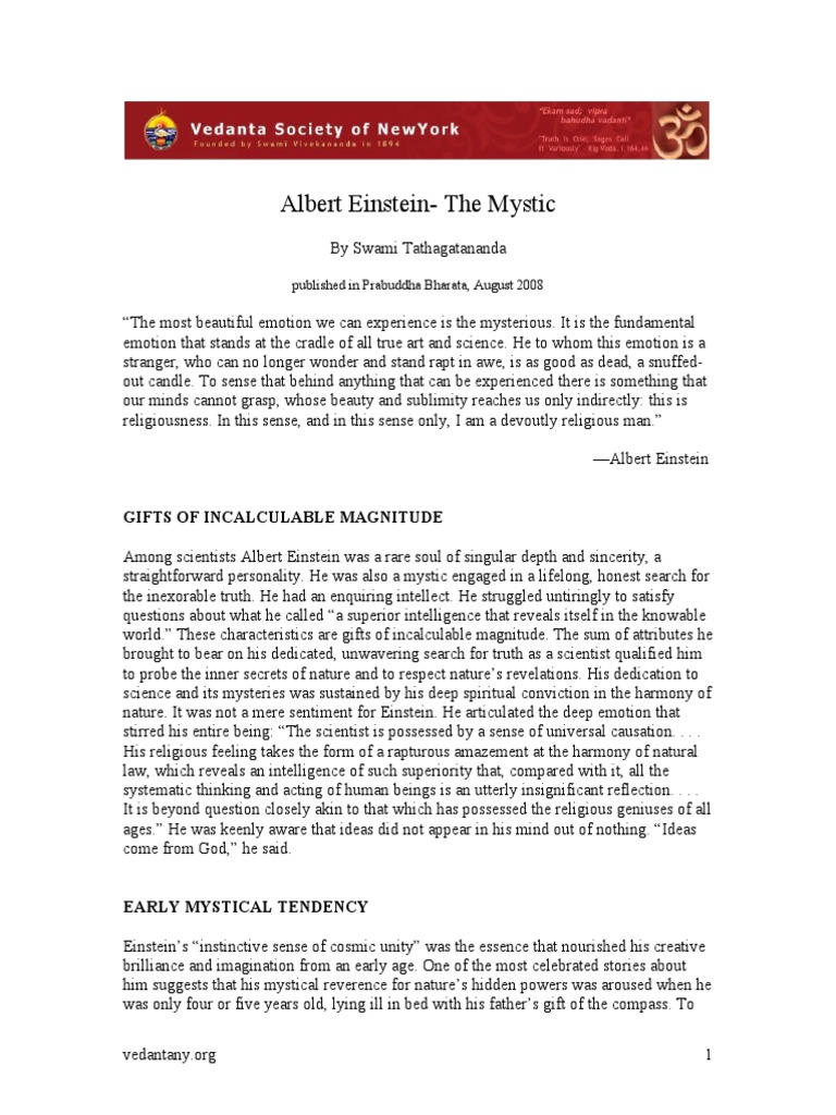 Albert+Einstein+ The+mystic | PDF | Baruch Spinoza | Mysticism