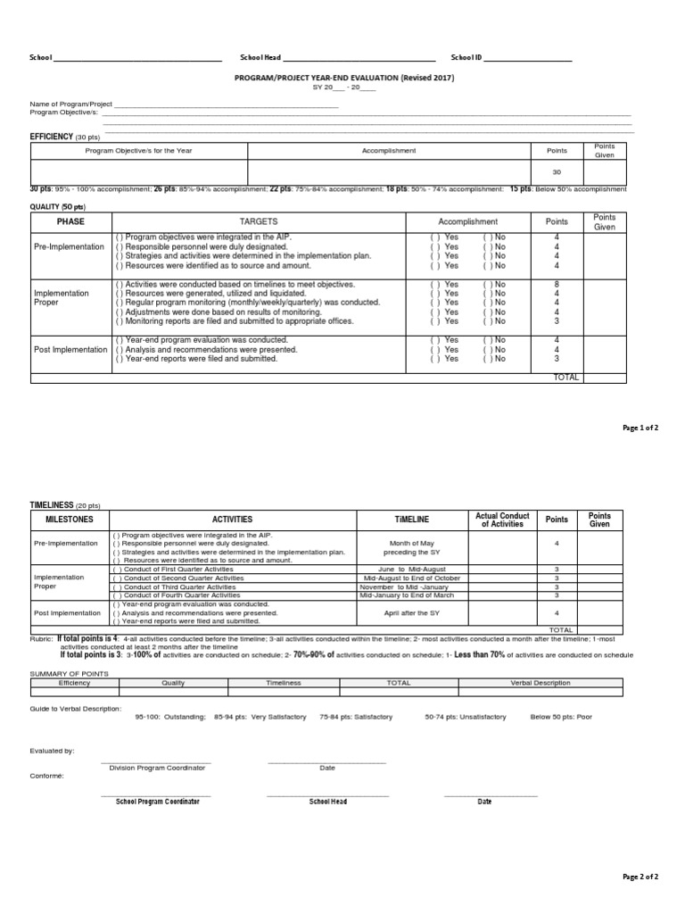 PaPs Evaluation Form V2 | PDF | Program Evaluation | Evaluation