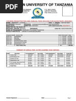 The Open University of Tanzania: Course Registration and Annual Fees Invoice For Acad/Year: 2020/2021