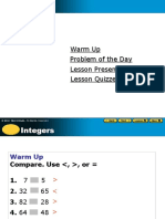 Warm Up Lesson Presentation Problem of The Day Lesson Quizzes