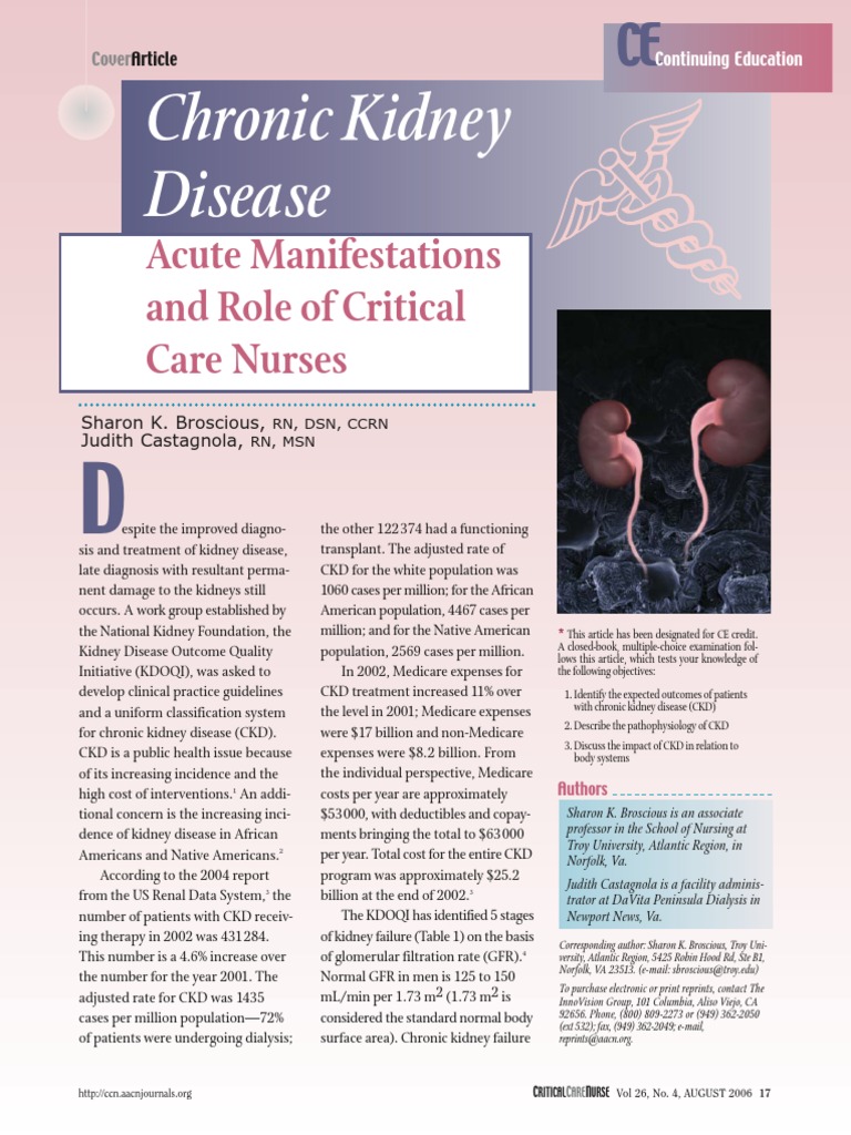 Understanding Chronic Kidney Disease | PDF | Chronic Kidney Disease ...