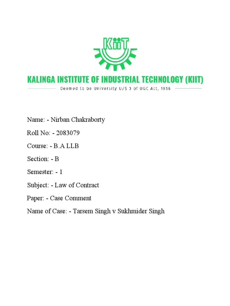 Case Comment PDF Consideration Common Law