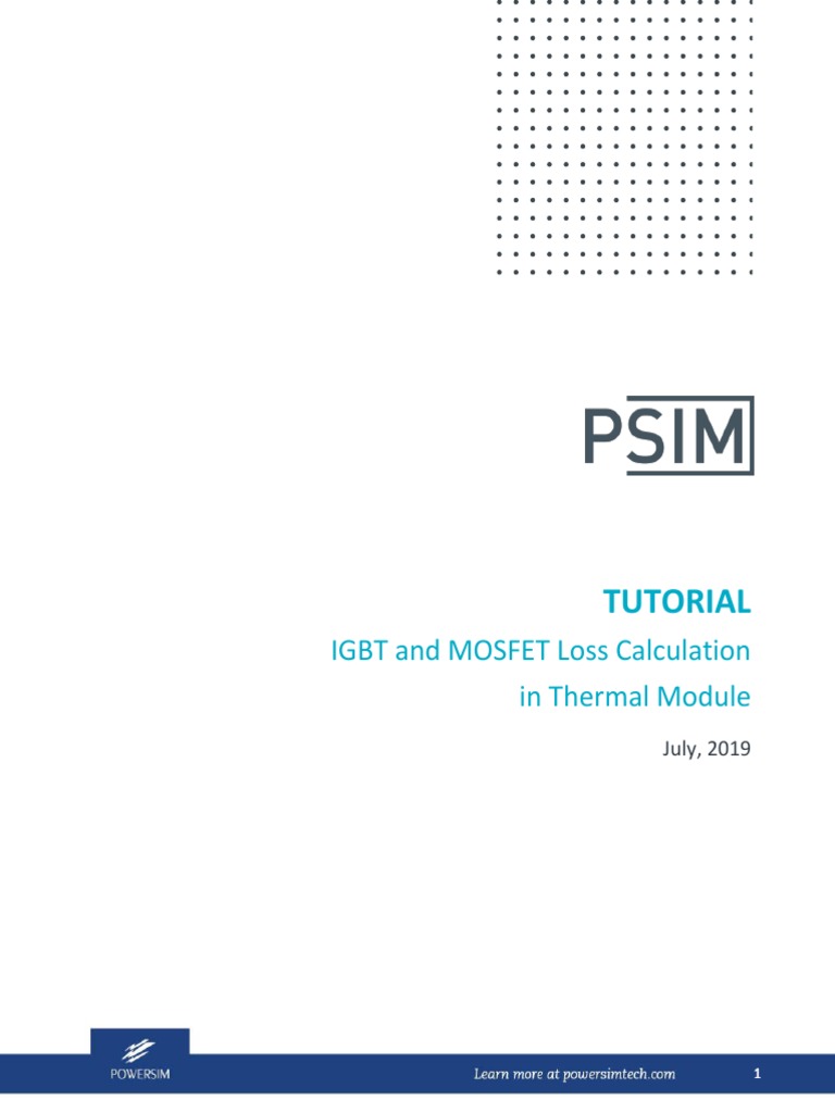 Tutorial IGBT and MOSFET Loss Calculation in The Thermal Module PDF