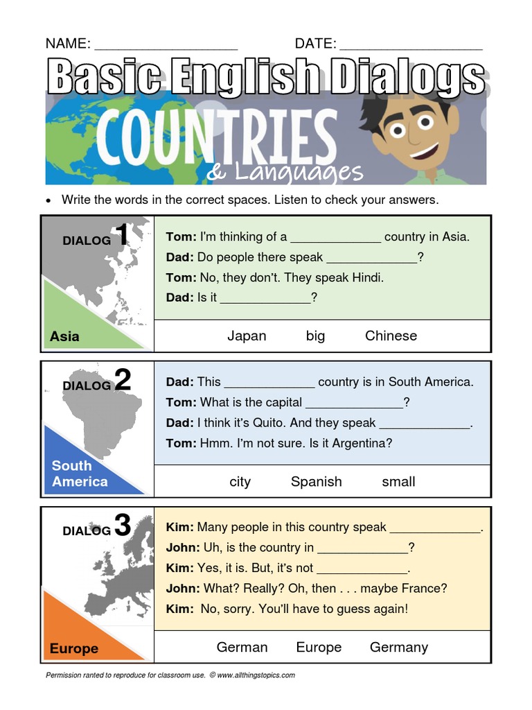 Basic English Dialogs Countries Languages | PDF | Cognitive Science ...