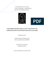 Caracterización Del Suero Lácteo y Diagnóstico de Alternativas de Sus Usos Potenciales en El Salvador