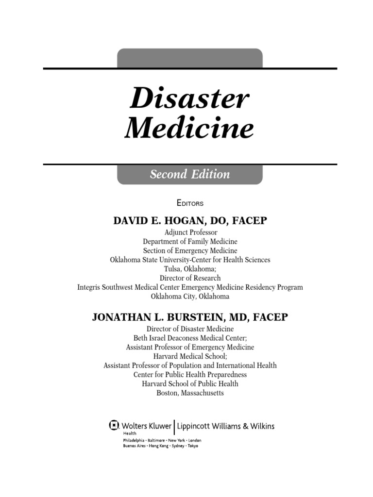 David E. Hogan DO, Jonathan L. Burstein MD - Disaster Medicine (2016, LWW)  | PDF | Hazards | Medicine