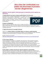 Acuerdos Sobre Cómo Dar Continuidad A Su Estrategia de Gestión de Emociones El Próximo Ciclo Escolar. (Sugerencias)