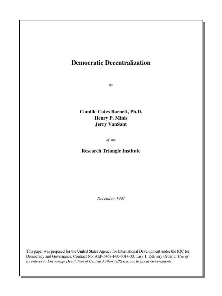 Framework for Democratic Decentralization | PDF | Governance ...