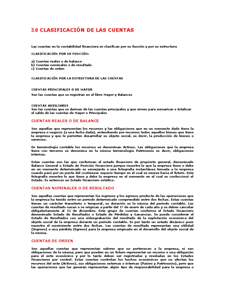 Clasificación de Cuentas Contables | PDF | Contabilidad | Estado de ...