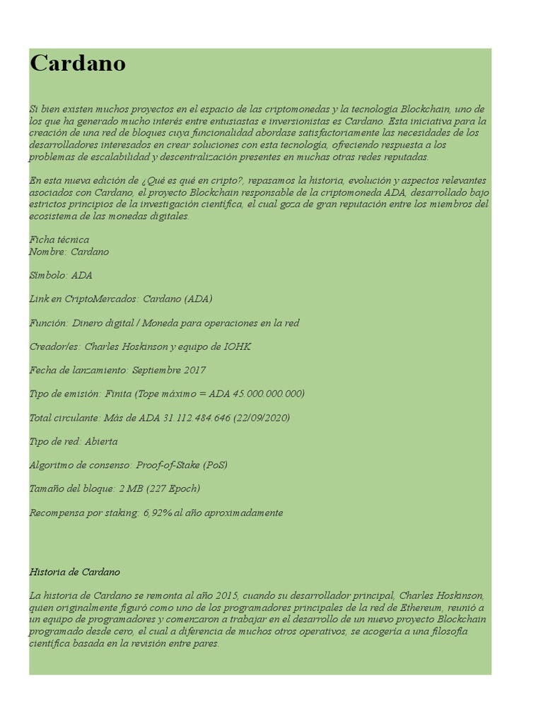 Introducción a Cardano y su evolución | PDF | Criptomoneda | Informática