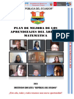 Plan de Mejora de Aprendizajes - Matemática - 2021