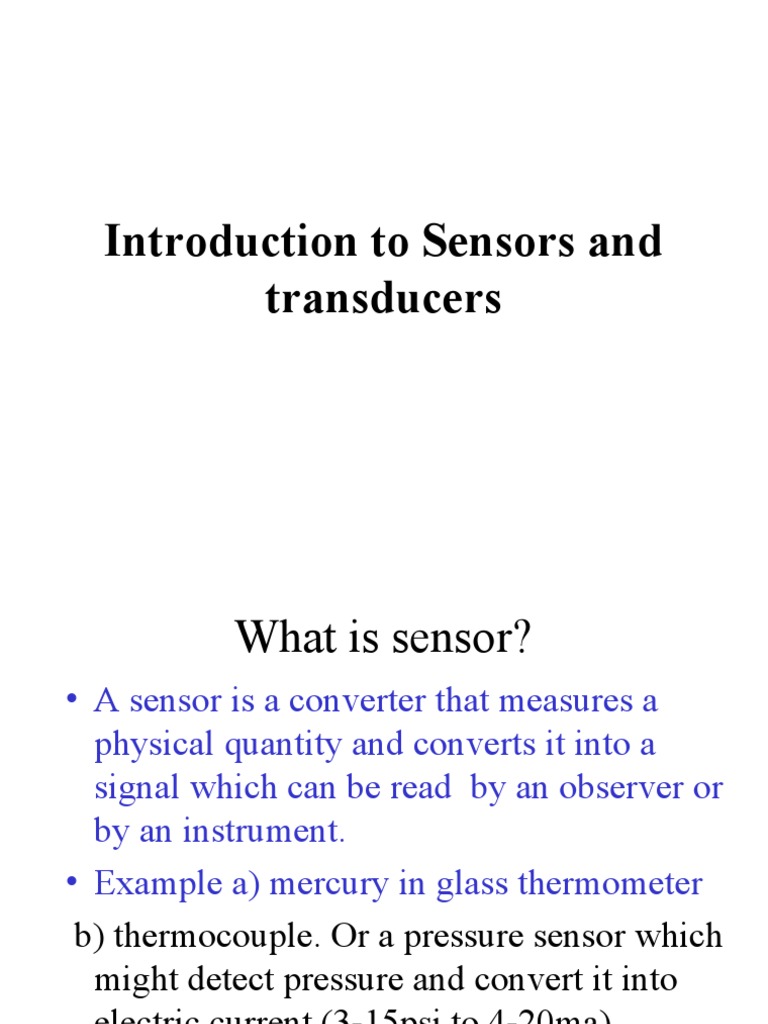 Introduction To Sensors and Transducers | PDF | Sensor | Piezoelectricity