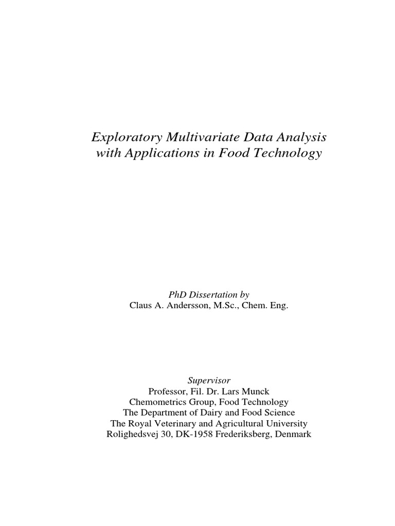 Chemistry - Chemometrics - PHD - Exploratory Multivariate Data Analysis ...