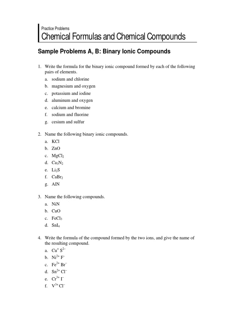 Ionic Compounds Practice Problems | PDF | Chlorine | Chemical Compounds