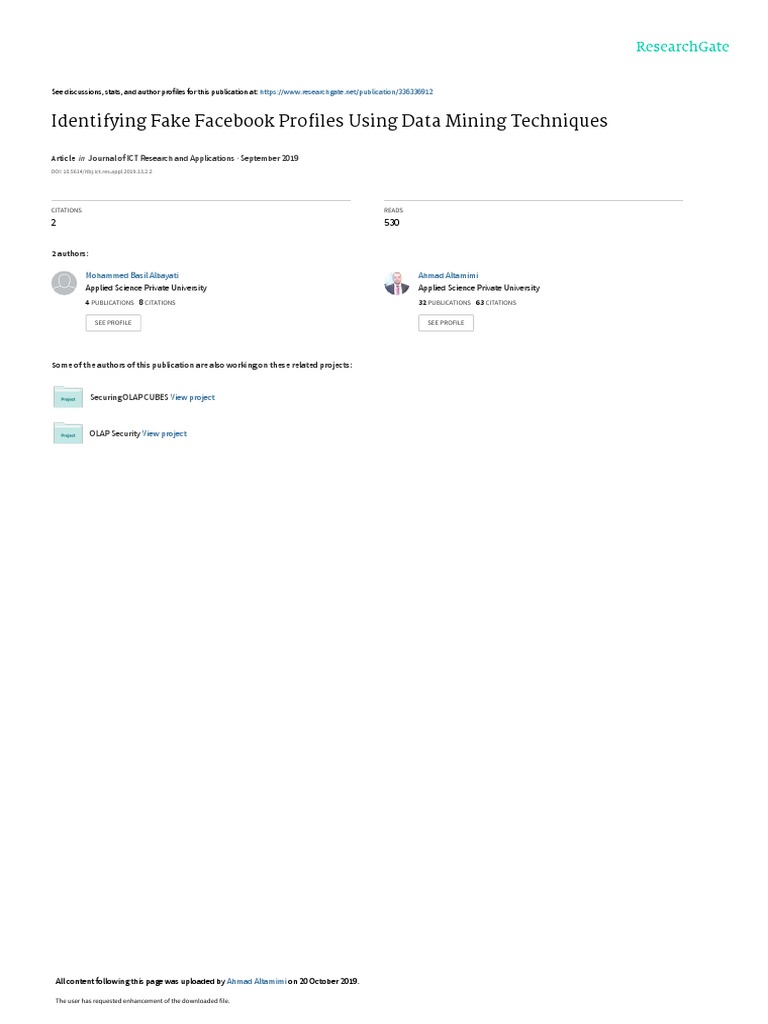 Identifying Fake Facebook Profiles Using Data Mining Techniques | PDF ...