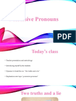Possessives Pronouns Class