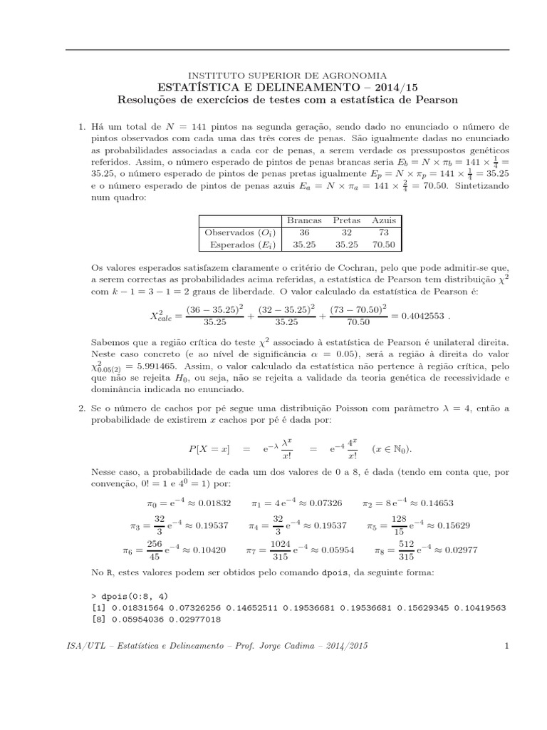 Teste de Qui-Quadrado em Genética | PDF | Distribuição de probabilidade ...