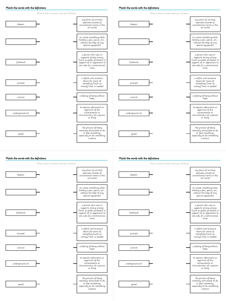 Vocabulary Matching Exercise | PDF | Cognition | Psychological Concepts